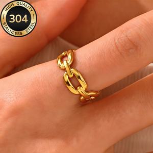 TEMU 고품질 스테인리스 스틸 골든 오픈엔드 반지, 저자극성, 변색 방지, 편안하고 활용도 높음, 심플하고 우아함, 일상복이나 파티에 어울리는 고급스럽고 패셔너블한 여성용 반지, 여성 패션 주얼리, 여성을 위한 정교한 선물