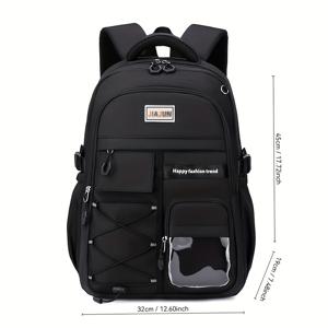 TEMU 새 모델 학생 백팩 | 경량, 대용량, 다중 포켓, 다층 구조, 중고등학교 적합, 지퍼 잠금 및 조절 가능한 스트랩이 있는 더블 숄더백, 십대용