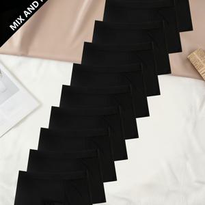 TEMU 검정색 폴리에스터 섬유 남성용 드로즈 10매 세트 - 스포티하고 캐주얼한 남성을 위한 소프트하고 피부 친화적인 반바지로, 통기성이 좋고 흡습성이 뛰어나며, 사계절 내내 착용하기에 적합하며, 땀에 강함