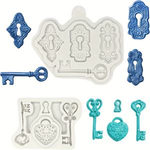 TEMU 2개 빈티지 열쇠 장식 몰드, 열쇠구 실리콘 몰드, 수제 공예 홈 데코, 점토 레진 공예 장식 추가 생일, 크리스마스, 발렌타인데이, 축하 파티 선물