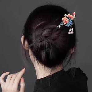 TEMU 1 고급스러운 비즈 태슬 디자인 꽃 모양, 블루 & 핑크 옵션, 에나멜 장식, 변색 방지, 내구성 및 오래 지속, 생일, 연회, 파티, 일상 사용, 가족, 딸, 아내 및 어르신을 위한 고급 선물