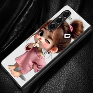 TEMU 휴대폰 케이스 - 만화 소녀 디자인의 휴대폰 케이스, 삼성 갤럭시 Z 폴드 시리즈 (Z Fold4, Z Fold7, Z Fold3, Z Fold5, Z Fold6 포함) 호환