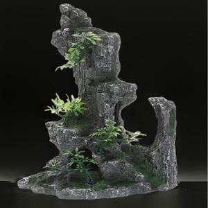 TEMU 1개 리얼리스틱 수족관 미니어처 산 조경 - 다층 미니산, 식물 및 자연 지형 포함, 내구성 강한 저유지보수, 민물/해수 수조 생태 환경에 적합, 쉬운 설치