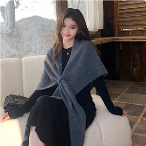 TEMU 여성용 레이지 아웃팅 울 삼각 스카프, 가을 겨울 목워머, 솔리드 컬러 대형 숄, 에어컨 방용 랩