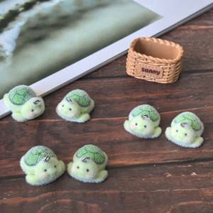 TEMU 2/6개 귀여운 플로킹 그린 거북이 레진 참 카툰 해양 동물 펜던트 DIY 주얼리 만들기 액세서리