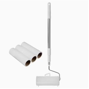 TEMU 끈적이는 털 제거용 사선 떼어내는 디자인의 긴 손잡이 롤러봉, 반려동물 털 롤러, 소파 및 카펫 먼지 롤러, 끈적이는 떼어내는 종이 브러시 청소 롤러. 중추절 선물, 할로윈 선물, 크리스마스 선물