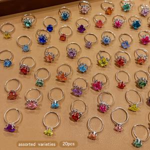 TEMU 20개입 (팩) 여성용 멀티컬러 오픈 엔드 링 - 달콤한 스타일 데일리, 랜덤 컬러 & 스타일, 데일리 웨어, 파티, 선물 상자 호환 가능