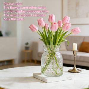 TEMU 현대적인 유리 꽃병 | 수경 재배 꽃 장식용 고급 원형 유리 꽃병 | 가정 및 사무실 장식에 이상적