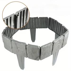 TEMU 6/10개입 고강도 플라스틱 정원 울타리 패널 세트 - 회색 인터로킹 잔디밭 및 채소 정원 울타리, 접지 스테이크 포함, 간편한 조립, 화단 사생활 보호 스크린, 내구성 좋은 실외 파티션 울타리 (도구 불필요)