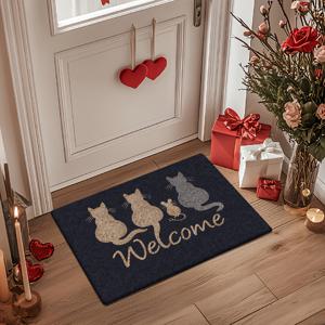 TEMU [플란넬 + 1cm 두께 스펀지 소재] 재미있는 웰컴 도어매트 1개 | 발자국 패턴 프린트, 미끄럼 방지 바닥 매트, 세탁기 사용 가능, 흡수성 욕실 매트, 거실, 침실, 욕실, 주방, 집 꾸미기, 방 꾸미기, 봄 방 꾸미기용