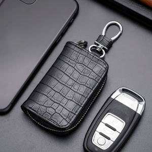 TEMU 패션 악어 패턴 남성용 키 파우치 비즈니스 범용 차량 키 가방 PU 지퍼 허리 팩 차량 키 보호 커버