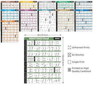 TEMU 2D/플랫 12피스 피트니스 포스터 세트 - 덤벨, 요가, 스트레칭, 스태빌리티 볼, 바벨, 레지스턴스 밴드 및 기타 피트니스 장비 일러스트, 체육관 장식 및 홈 운동용, 20.32x25.4cm 무테