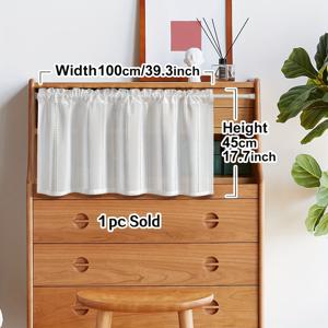 TEMU 1개 일본 스타일 커피 커튼, 화이트 할로우 소재 창문 커튼, 로드 포켓 밸런스, 주방, 식당, 거실 창문, 문 장식 및 차광에 적합한 작은 커튼