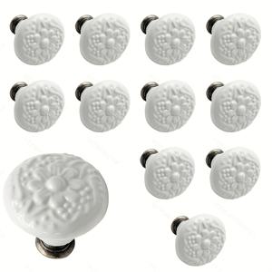 TEMU 화이트 캐비닛 손잡이 노브 12개, 화장대 손잡이 노브, 원형 서랍 손잡이, 장식용 손잡이 및 당김손잡이, 캐비닛 도어 및 서랍문 손잡이, 캐비닛, 서랍, 캐비닛 도어에 적합