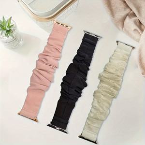 TEMU 애플워치용 귀여운 소프트 스트레치 스크런치 밴드 3개 세트, 여성용 워치 교체 스트랩