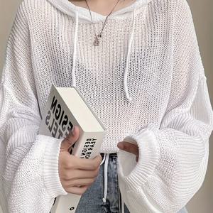 TEMU 여성용 후드 및 드로스트링 루즈핏 스웨터