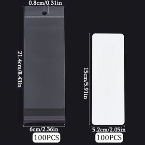 TEMU 키체인 디스플레이용 흰색 종이 카드 100개 세트 (100개 자체 밀봉 백 포함), 팔찌 판매 및 소규모 사업에 적합