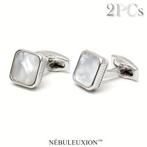 TEMU 2개 세트 최고의 선물 및 라이트 럭셔리 스퀘어 커프스 단추, 조개 상감 | 프렌치 셔츠 커프스 단추 | 결혼식/연회/행사/비즈니스용 커프스 단추