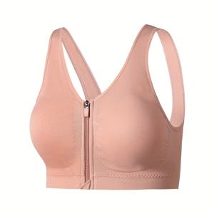 TEMU 플러스 사이즈 여성용 앞면 지퍼 심리스 고강도 충격 방지 브라