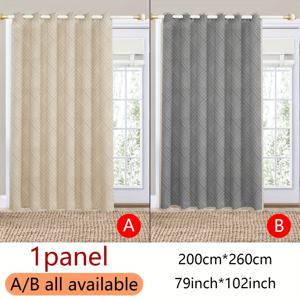 TEMU 두꺼운 양면 투톤 격자 패턴 방열 커튼, 상단 링 걸이 방식, GSM 340그램, 가을/겨울철의 따뜻함 및 소음 감소 설계, 거실 및 침실에 적합