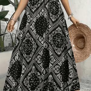 TEMU 플러스 사이즈 - 플러스 사이즈 - 플러스 사이즈 여성용 롱 스커트, 허리, 페일시 프린트, 바캉스에 적합