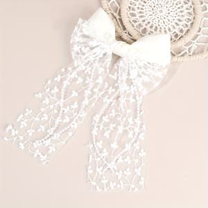 TEMU 1개 비즈 스트링 레이스 헤어 보우 클립 우아한 프랑스 스타일 여성용 미끄럼 방지 헤어핀 람단 이드 알 아드하용 멋진 헤어 액세서리