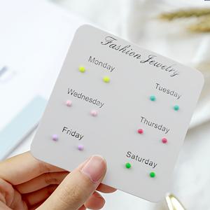 TEMU 6쌍 / 스터드 귀걸이, 월요일부터 토요일까지, 하트, 성냥개비, 펜타그램 하트 모양, 귀 피어싱 관리용 레진 소재, 저자극성 - 여성용 플라스틱 귀걸이 포스트