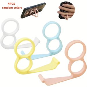 TEMU 인기 선택] 랜덤 색상 휴대폰 그립 홀더 4개 세트, 플라스틱 링 홀더, 미끄럼 방지 핸드헬드 및 데스크탑 홀더, 설치용 실용 후크|그립톡