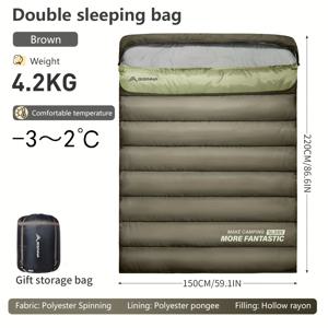 TEMU BISINNA 두꺼운 겨울용 더블 침낭 1개 - 향상된 보온 휴대용 침낭 - 캠핑, 하이킹 및 여행에 적합 - 커플 및 가족용으로 설계 - 3가지 사용 방식 - 아웃도어 애호가를 위한 훌륭한 선물
