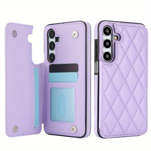 TEMU 휴대폰 케이스 - 지갑형 더블 버튼 소형 향기 바람 카드 슬롯 RFID 차단 사진 프레임 킥스탠드 마그네틱 플립 인조 가죽 케이스 삼성 갤럭시 S25 울트라 S25 플러스 S25 S24 FE A16 A35 A36 A56 커버 충격 방지 보호 카드 가방