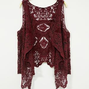 TEMU 앞이 길고 뒤가 짧은 비대칭 민소매 자수 컷아웃 가디건 베스트