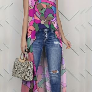 TEMU 파티 및 캐주얼 외출에 완벽한 긴 컬러 티셔츠 드레스, 케이프 디자인