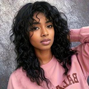 TEMU 앞머리 있는 회색 가발, 중간 길이 곱슬 머리, 합성 가발, 데일리 모임 및 할로윈 가발에 적합, 18인치