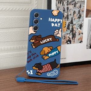 TEMU 귀여운 카툰 휴대폰 케이스 - 삼성 A06/ A16/ A26/ A56/ A36/ A55/ A15/ A25/ A35/ A05S/ A04E/ A14/ A24/ A34/ A54/ A03S/ A13/ A23/ A33/ A53/ A12/ A32/ A52S/ A21S/ A51용 해피 독 디자인 + 핸드 스트랩