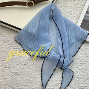 TEMU 우아하고 스타일리시한 얇은 봄/여름 스카프 삼각형 헤어 스카프 헤어밴드 넥밴드 스카프 파트 커튼, 패셔너블하고 다재다능함