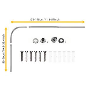 TEMU 조절 가능한 L자형 샤워 커튼봉, 50-90cm x 105-145cm 코너 스테인리스 스틸 커튼봉, 곡선형 벽걸이형 샤워봉, 욕실·수영장·주방용, 드릴링 필요, 블랙