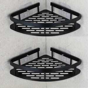 TEMU 공간 절약형 삼각형 앵글 프레임 - 내구성 강한 블랙 벽걸이 욕실 수납함, 샴푸·샤워젤·화장품 보관용 - 쉬운 설치, 미끄럼 방지 디자인, 욕실 장식 및 액세서리 플라스틱