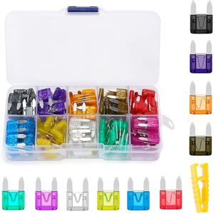 TEMU 박스 포함 100개입 자동차 트럭용 블레이드 퓨즈 2A 3A 5A 7.5A 10A 15A 20A 25A 30A 35A AMP Min