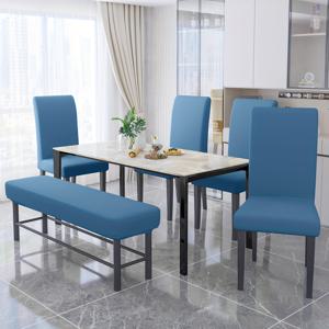 TEMU 5개 Sliky Fiber Fabric Elastic Chair and Bench Covers Combo, 현대적인 홈 침실 식당 애완동물 친화적
