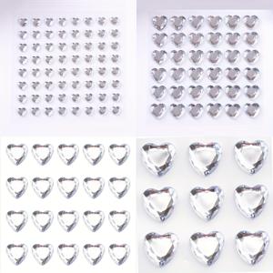 TEMU 129개/4장/세트 반짝이는 아크릴 하트 모양 스티커 - 자가 접착 보석 스티커, 라인스톤 스티커, 공예 장식, 네일 아트, 바디 메이크업