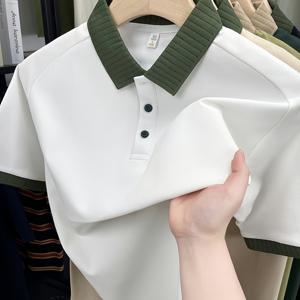 TEMU 남성용 경량 통기성 셔츠 - 패치워크 칼라 디자인, 부드러운 여름 골프 및 캐주얼 셔츠, 버튼 디테일, 레귤러 핏, 세탁기 사용 가능, 다용도 비즈니스 캐주얼 스타일