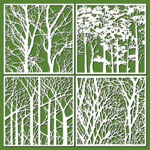 TEMU 4개 세트 나무 가지 및 줄기 플라스틱 스텐실, 11.8인치 재사용 가능한 목재 무늬 템플릿 – DIY 공예, 캔버스, 벽 장식, 가구, 현관문, 홈 데코에 완벽한 도색용