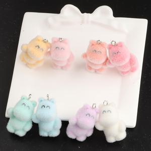 TEMU 8개/2개 귀여운 3D 플록 미소 하마 펜던트, DIY 주얼리 제작 및 장식용 액세서리, 폰 체인, 가방 장식, 목걸이로 사용 가능, 시크한 카툰 스타일 동물 시리즈, 컬러풀 플록 여성용 펜던트 - 3D 모양 제작에 이상적인 선물