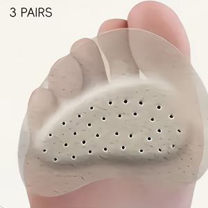 TEMU 발 앞면 패드 3쌍, 부드러운 충격 흡수 성능, 뛰어난 땀 흡수력, 훌륭한 통기성, 방수, 마찰 방지, 접착식 하프 사이즈 패드, 샌들 및 하이힐용, 충격 흡수, 슬림 디자인, 부드러운 쿠션, 가벼운 패드, 보호용 패드