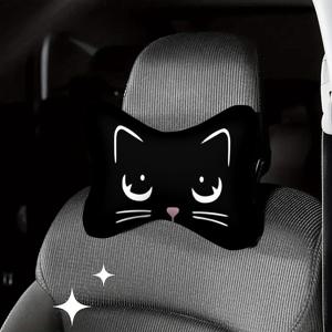 TEMU 심플하고 귀여운 고양이 프린트 자동차 머리 받침대, 목 베개 및 허리 지지 쿠션 1개, 부드럽고 푹신함, 장거리 운전 피로 회복에 적합, 사무실 낮잠용 편안한 지지대, 자동차 액세서리 시트 머리 받침대 커버, 새해 연휴용 선물로 이상적
