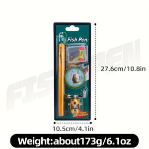 TEMU 1개 WEIHE 분수 펜 낚싯대 (대 + 릴 + 라인 + 미끼) 미니 휴대용 낚싯대 세트