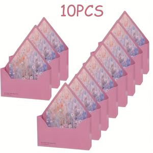 TEMU 10개 우아한 봉투 모양 플로럴 선물 상자, 발렌타인데이, 결혼식, 어버이날/졸업식/선생님 감사절 등에 적합한 사랑 편지 텍스트 디자인의 꽃 포장 - 아름다운 꽃을 보존하는 꽃꽂이 바구니