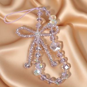 TEMU 귀여운 리본 천연 폰 랜야드 손목 스트랩 + 카메라 펜던트, 키체인, USB 장식 가방 참