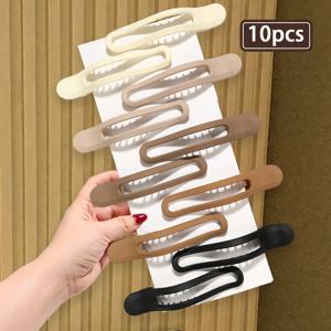 TEMU 2D 플랫 - 여성용 단색 간편하고 우아한 무광 마감 대형 돋보기 오리 클립 강력한 손 헤어 클로 클립, 긴 머리 곱슬머리 봄 여름 머리 악어 헤어 클립 얇은 머리, 플랫 헤어 클립, 헤어 클립 스타일링