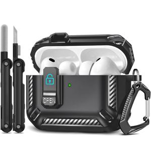 TEMU 에어팟 프로 3 케이스(2025 신형), 보안 잠금 케이스 커버 + 청소 키트 포함, 에어팟 프로 3세대 호환, 남성 여성용